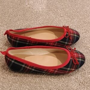 Crewcuts Red and Black Plaid Bow Ballet Flats